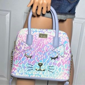 Luv Betsey Johnson Dome Pastel Kitty Cat Print Bag NWT